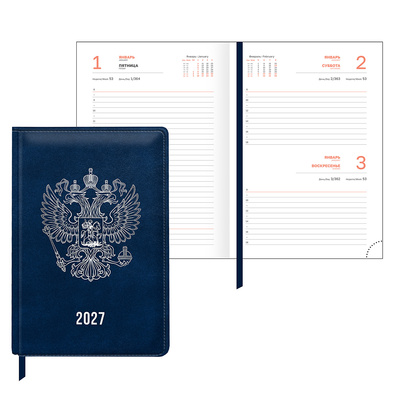 Ежедневник 2027г. А5, кожзам, BG,