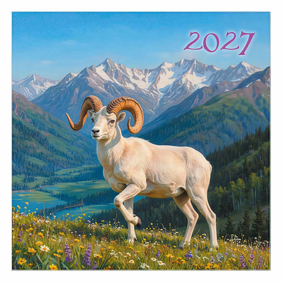 Календарь настенный перекидной 2027г. 6л, на скобе, 290мм*290мм, КВАДРА,