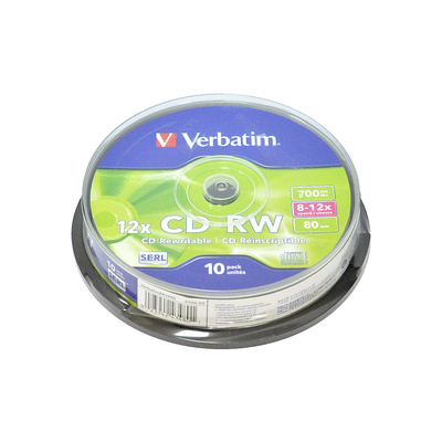  Verbatim, CD-RW, 700Mb 8x-12x, 10, Cake box