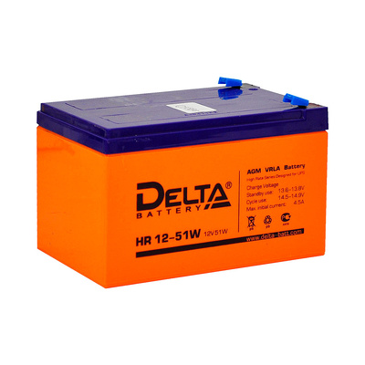 Аккумулятор для ИБП, Delta, HR 12-51W, 12V, 12Ач