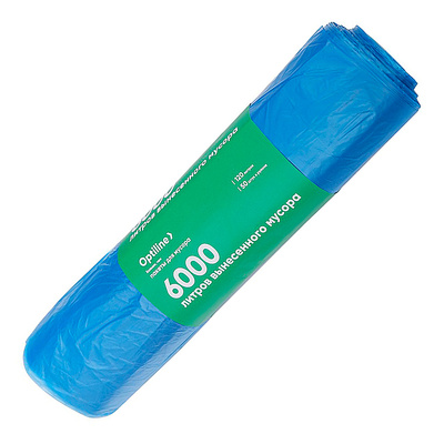 Мешки для мусора 120л, 110см*70см, OptiLine, ПНД, 18мкм, синие, 50шт, рул