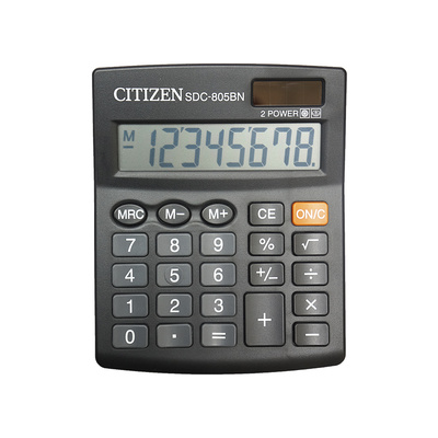 Калькулятор настольный Citizen, SDC-805BN, 8-разряд., 131мм*102мм*18,5мм, черный, двойное питание