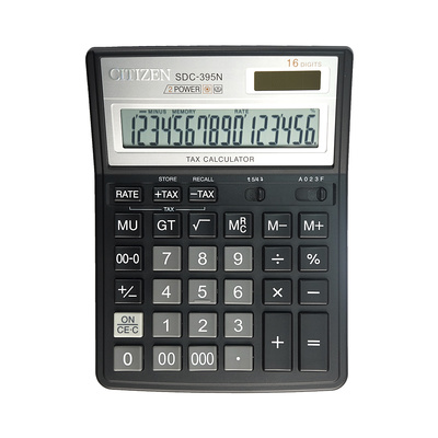 Калькулятор настольный Citizen, SDC-395N, 16-разряд., 192мм*143мм*39,5мм, черный