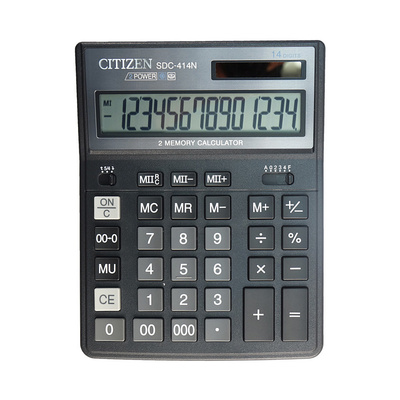 Калькулятор настольный Citizen, SDC-414N, 14-разряд., 203,5мм*158мм*31,5мм, черный