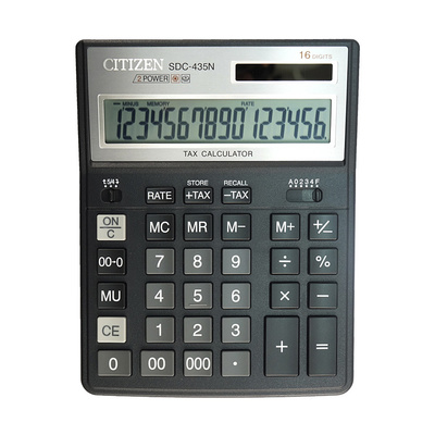 Калькулятор настольный Citizen, SDC-435N, 16-разряд., 203,5мм*158мм*31,5мм, черный